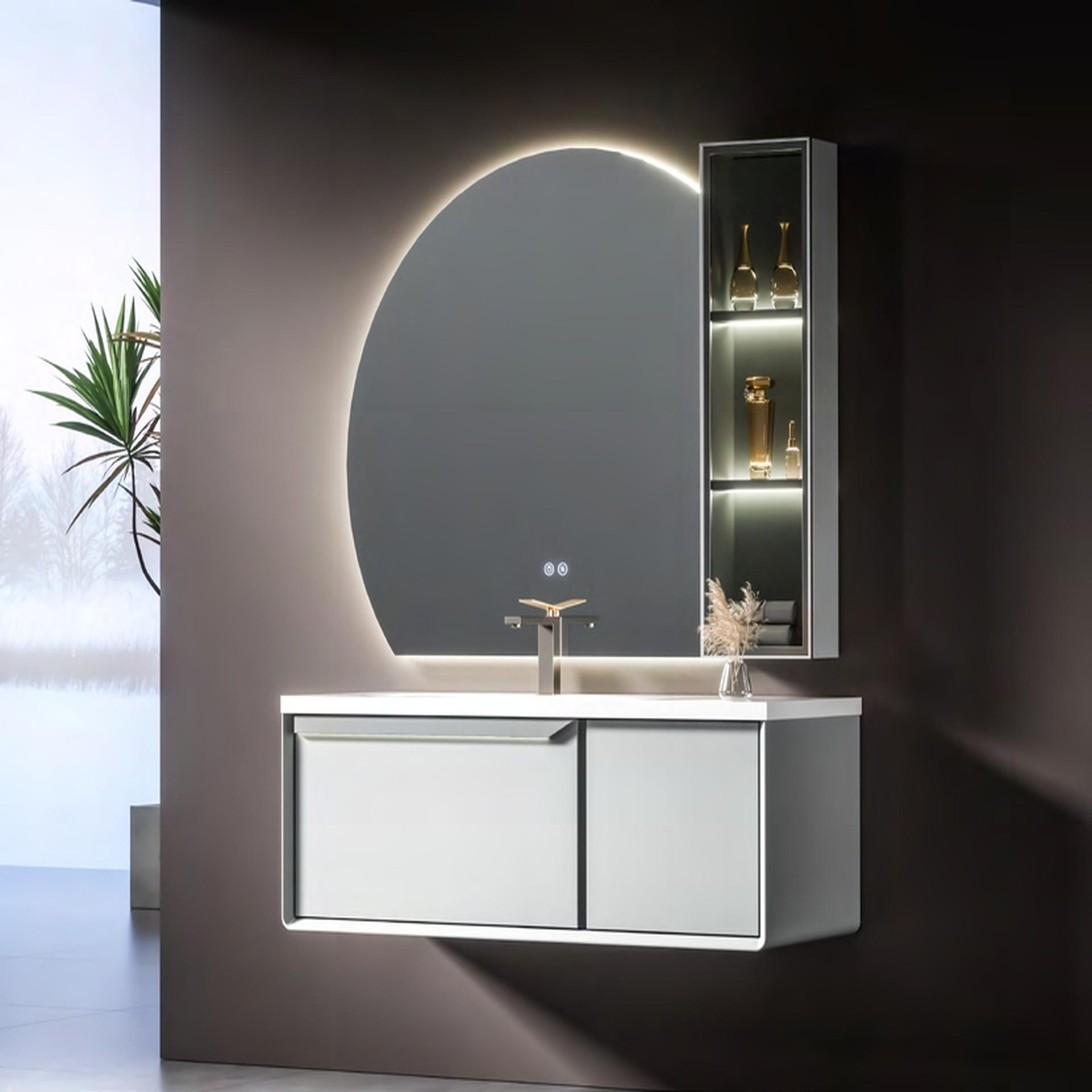Bathroom Cabinet - MARS Series - Pure white heat-bent basin