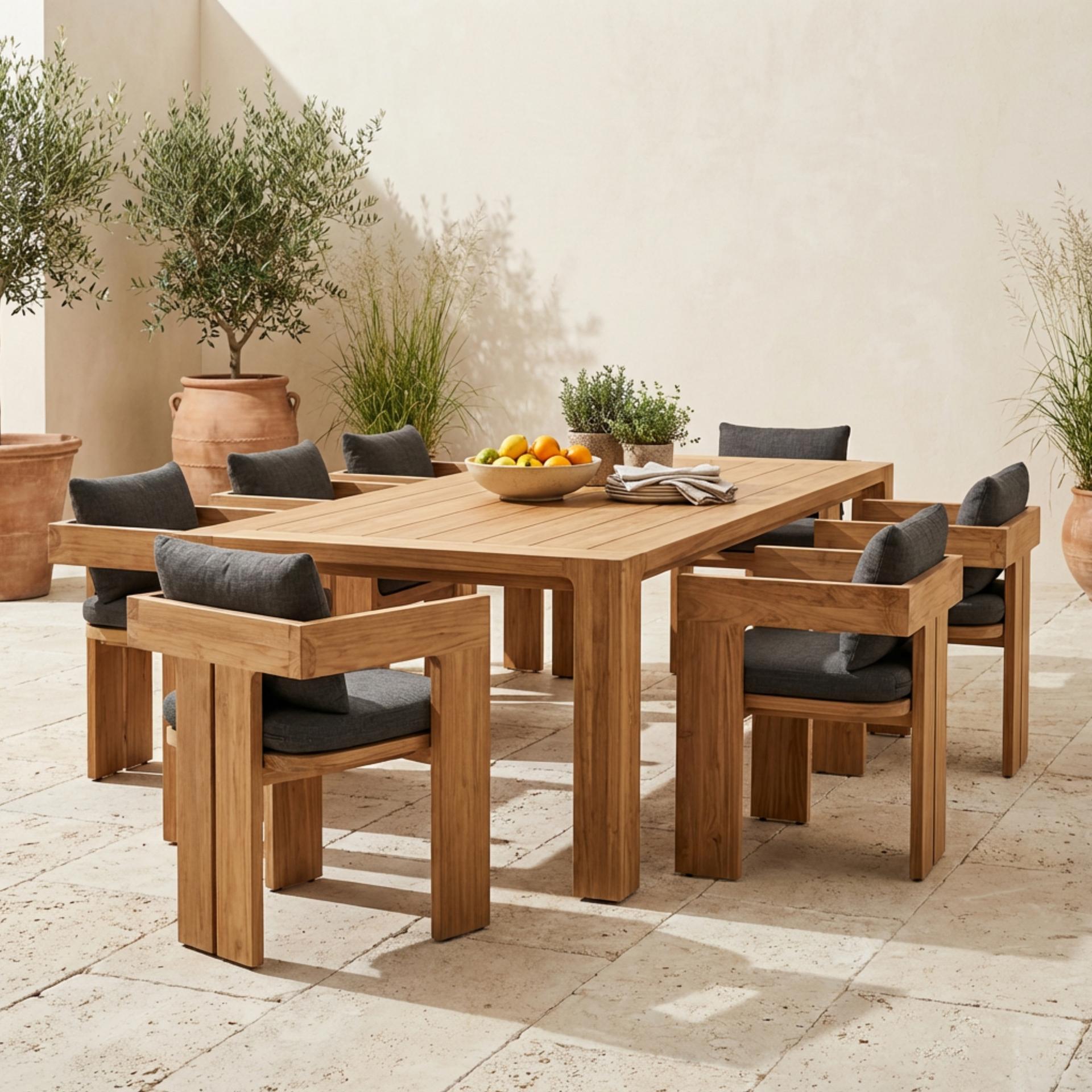 Solaro Curve Teak Dining Set