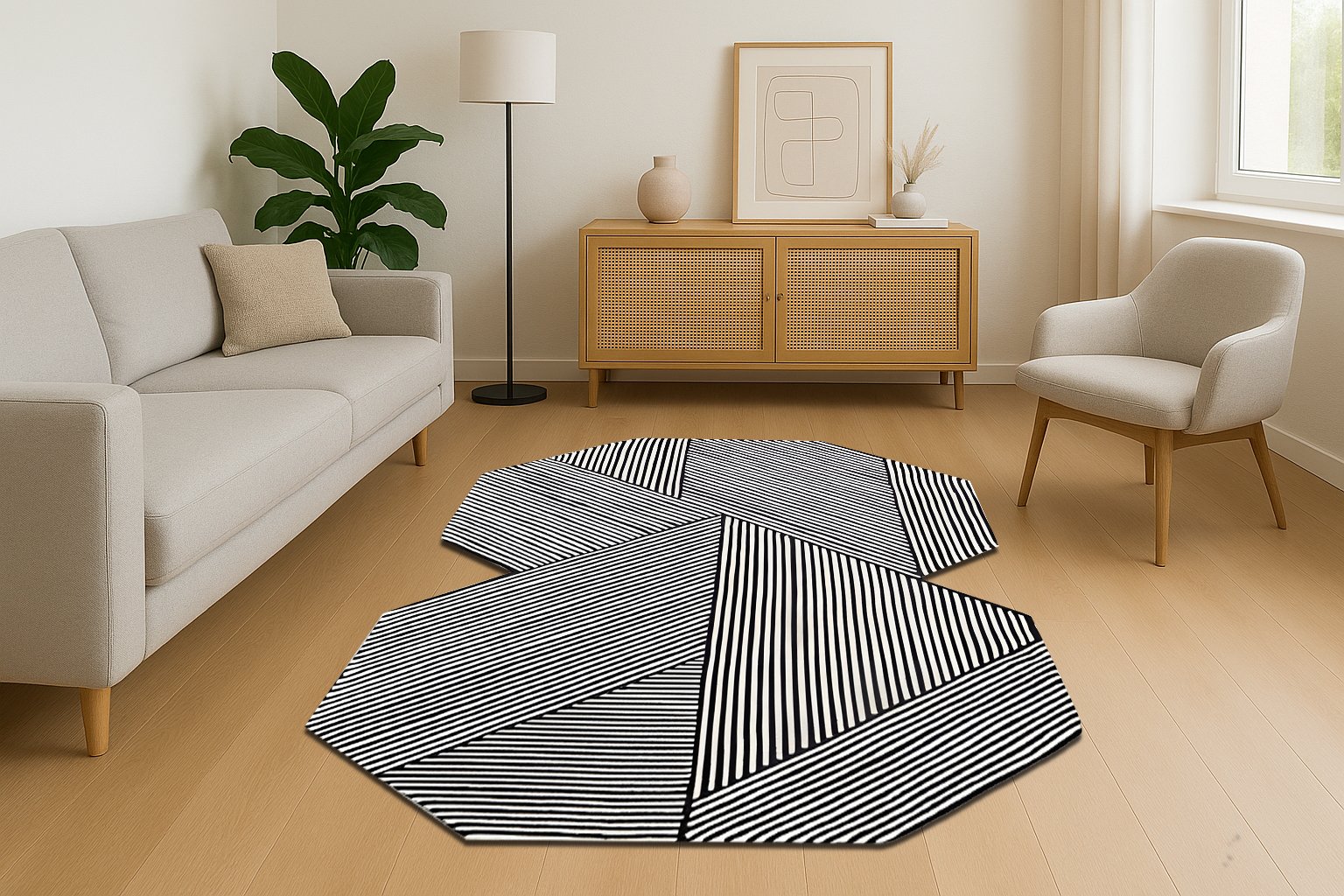 Striped Illusion Style Striped Area Rug