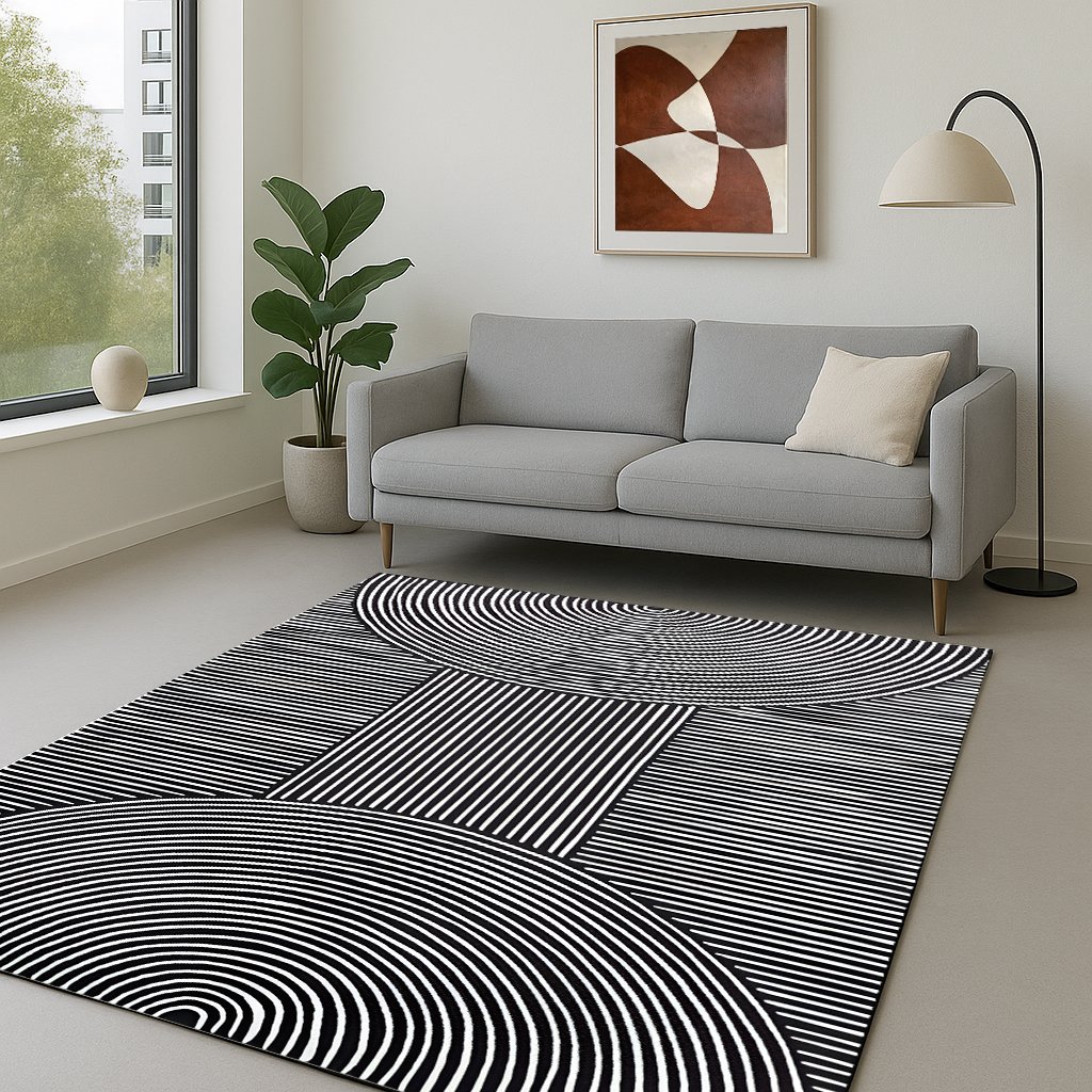 Black & White Abstract Area Rug
