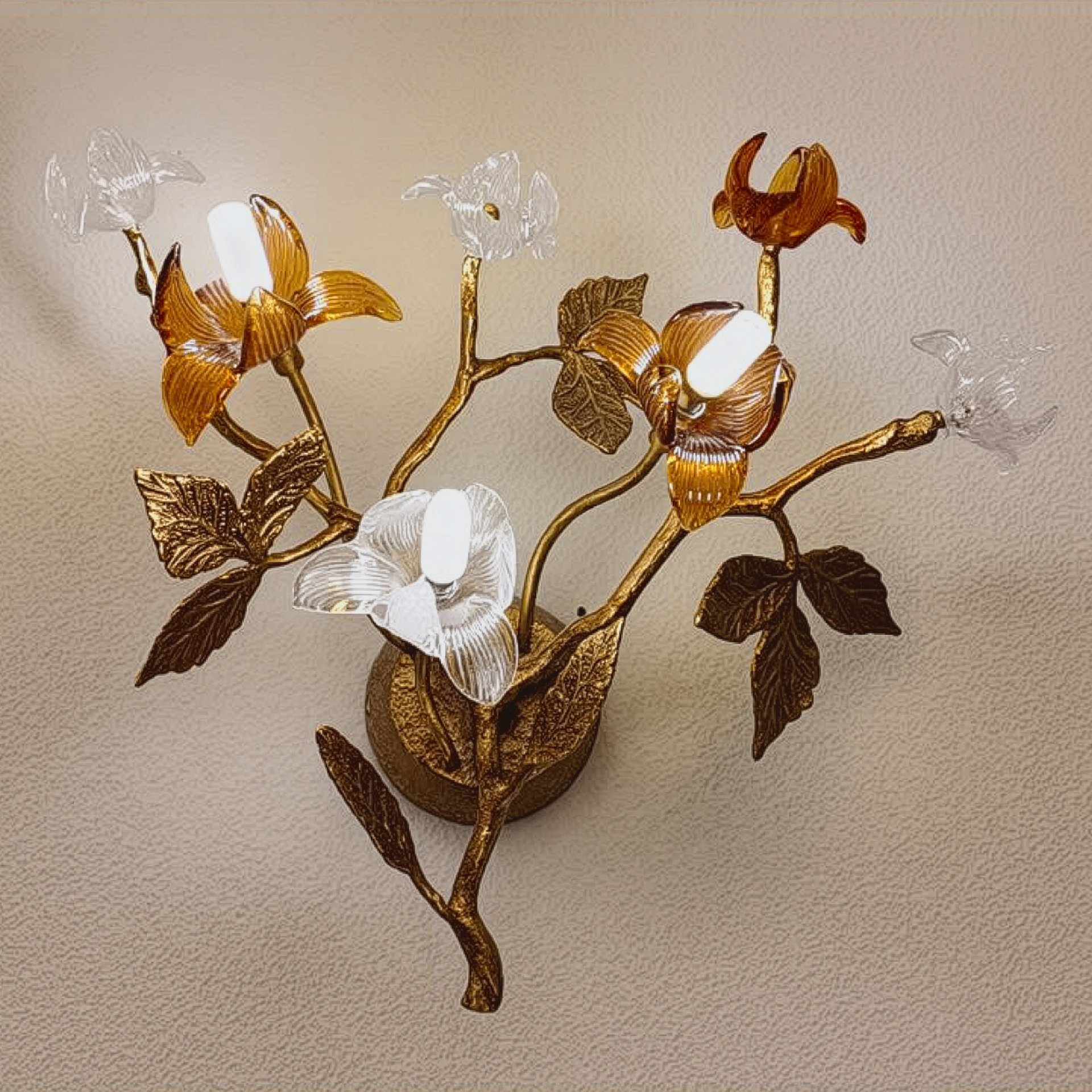 Medium Tall Copper Glass LED Ceiling Light (φ1200xH1200)